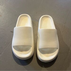 White Cushion Slide Sandals